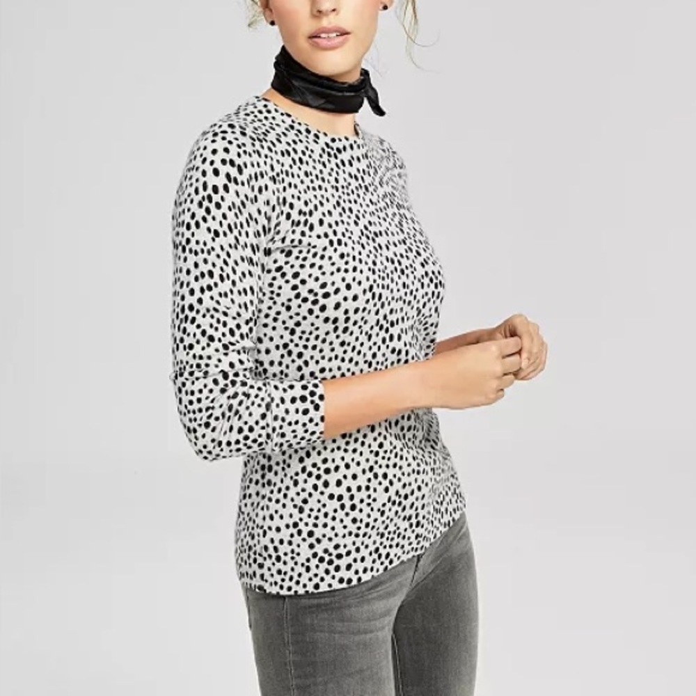 Charter Club Cashmere Animal Print Long-Sleeve Crewneck Sweater
